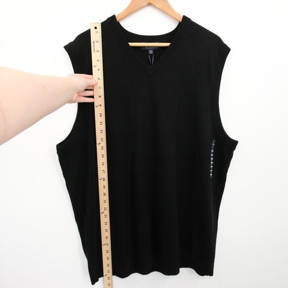 Hart Schaffner Marx Sweater Vest Black Extra Fine Merino Wool V Neck 2X Tall NWT - Picture 4 of 11